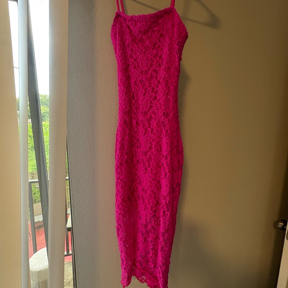 Vibrant Pink Lace Dress